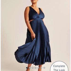 Abercrombie Satin Pleated Cutout Maxi Dress